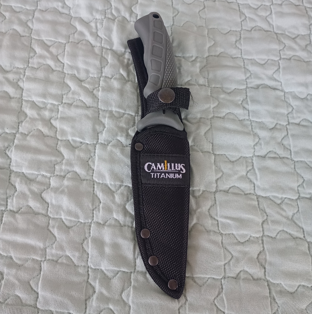 Camillus 9.5" Camp Knife, Titanium Bonded 4.75" Fixed Blade, Camping/Hunting, Gr